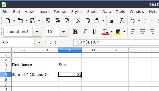 Calc worksheet screenshot.