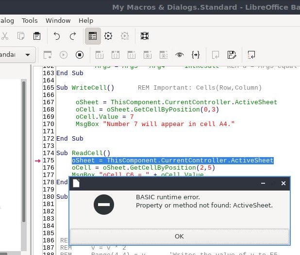 LibreOffice Calc screenshot sheet not active.