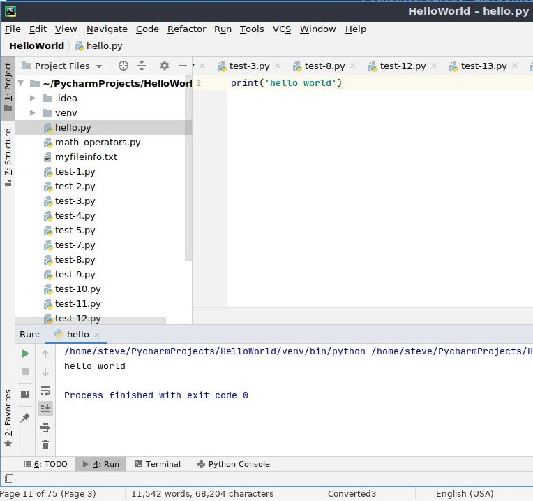 PyCharm code window.